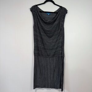 Derek Lam For Design Nation Large Black & White Striped Cowl Neck Sheath Dress